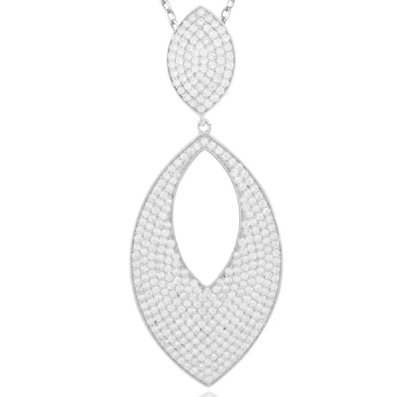 Fashion-Forward Jewelry At Incredible Prices Additional Time-Limited Offers Suzy Levian Cubic Zirconia Sterling Silver Oval Pave Pendant
