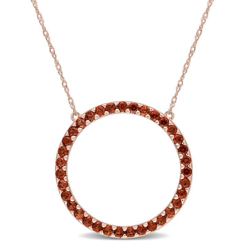 The Perfect Jewelry Piece At The Perfect Price Clearance Event 1 3/8 CT TGW Garnet Open Circle Pendant with Chain in 10k Rose Gold The Perfect Jewelry Piece At The Perfect Price Clearance Event 1 3/8 CT TGW Garnet Open Circle Pendant with Chain in 10k Rose Gold