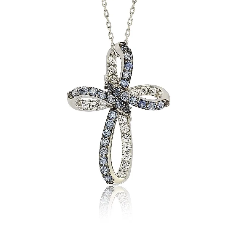Timeless Jewelry At Special Discount Rates Trend Forward Threads Suzy Levian Sterling Silver Blue & White Sapphire & Diamond Accent Cross Pendant Timeless Jewelry At Special Discount Rates Trend Forward Threads Suzy Levian Sterling Silver Blue & White Sapphire & Diamond Accent Cross Pendant