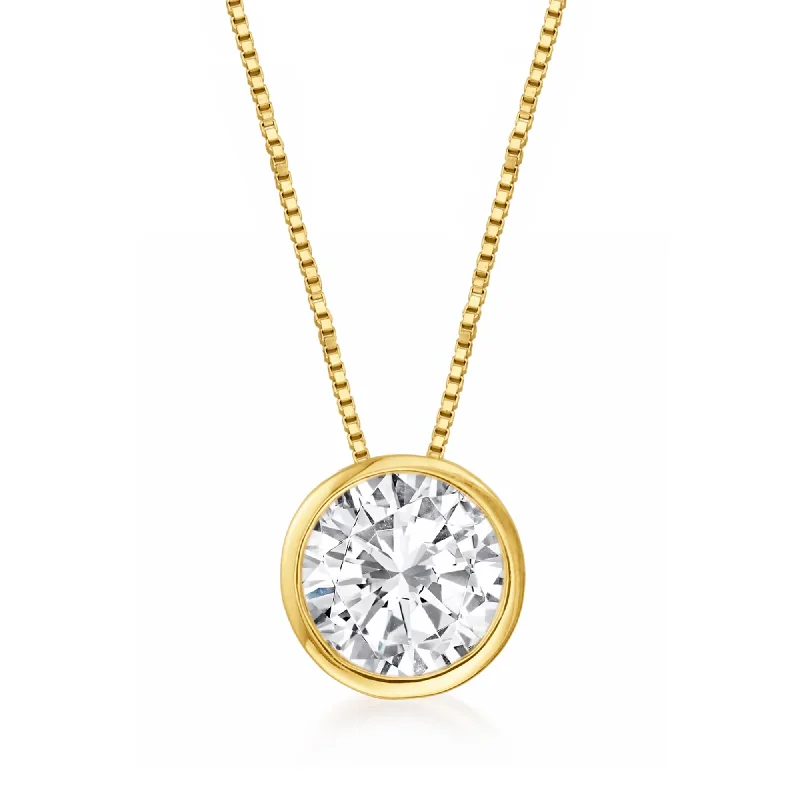 The Biggest Jewelry Sale Of The Year Is Here Street Style Discounts Ross-Simons Bezel-Set Diamond Solitaire Pendant Necklace in 14kt Yellow Gold