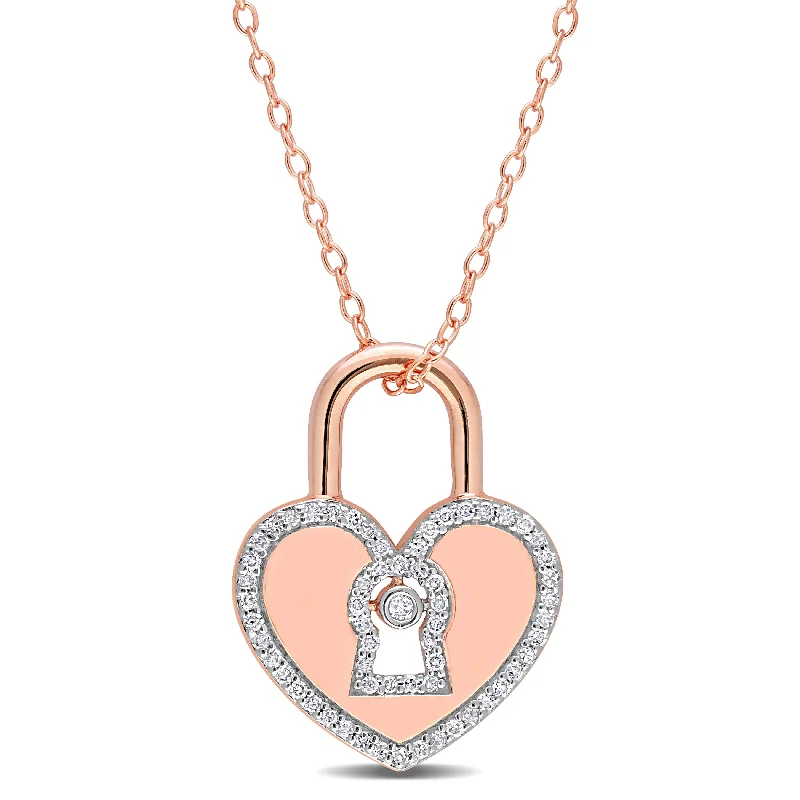 Save On Luxury Jewelry Pieces – Limited-Time Offers Latest Trends 1/5 CT TW Diamond Heart Lock Pendant with Chain in Rose Plated Sterling Silver Save On Luxury Jewelry Pieces – Limited-Time Offers Latest Trends 1/5 CT TW Diamond Heart Lock Pendant with Chain in Rose Plated Sterling Silver