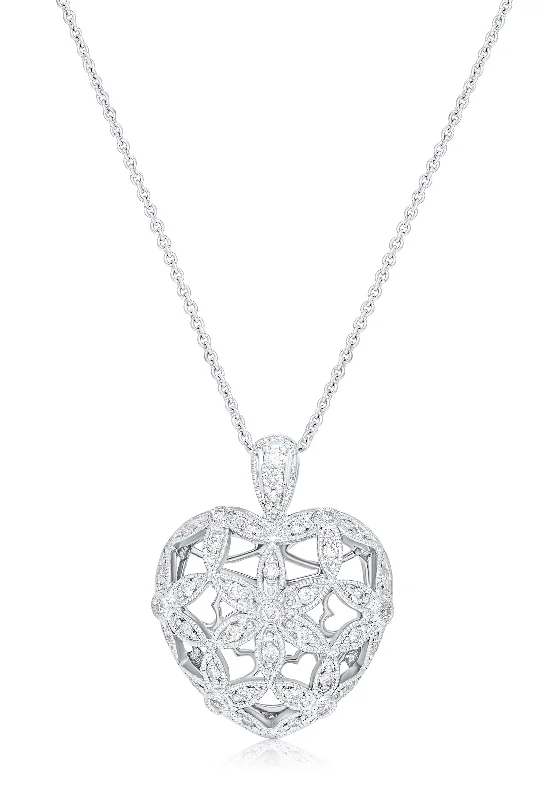 Fashion-Forward Jewelry At Exclusive Discounts Street Chic Discounts 18kt white gold heart shaped pendant with flower design featuring 1.20 cts of diamonds Fashion-Forward Jewelry At Exclusive Discounts Street Chic Discounts 18kt white gold heart shaped pendant with flower design featuring 1.20 cts of diamonds