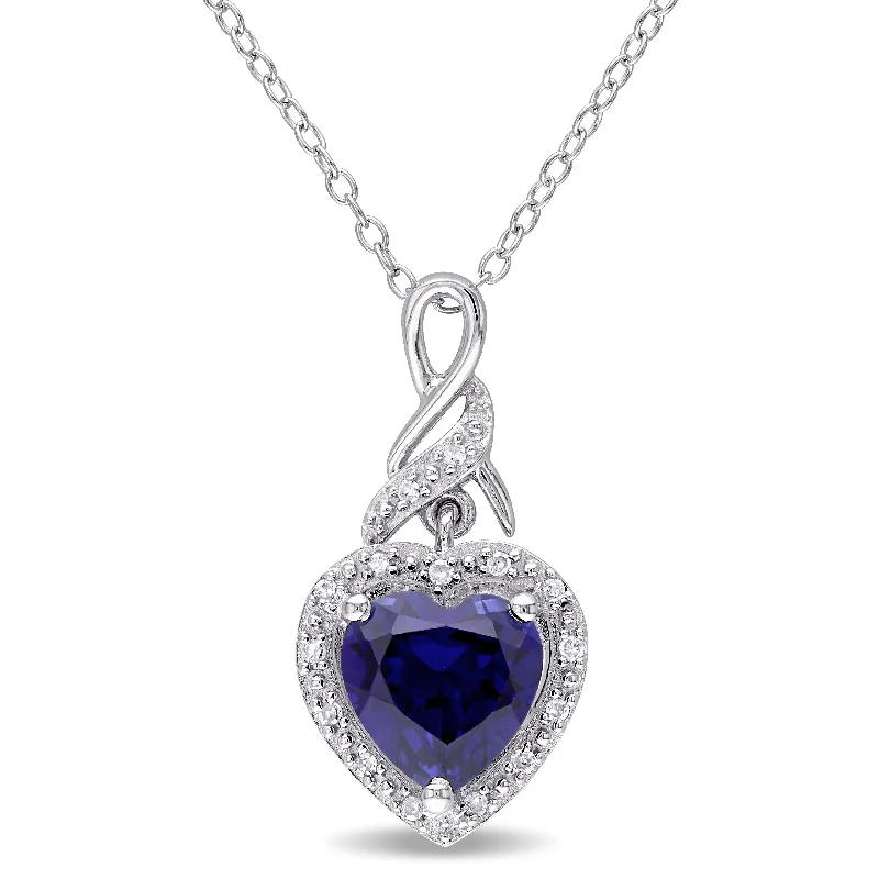 Glamorous Jewelry, Glamorous Deals – Shop Now Luxury Fashion Discounts 2 1/4 CT TGW Created Blue Sapphire Heart and 0.06 CT TW Diamond Twist Pendant with Chain in Sterling Silver Glamorous Jewelry, Glamorous Deals – Shop Now Luxury Fashion Discounts 2 1/4 CT TGW Created Blue Sapphire Heart and 0.06 CT TW Diamond Twist Pendant with Chain in Sterling Silver