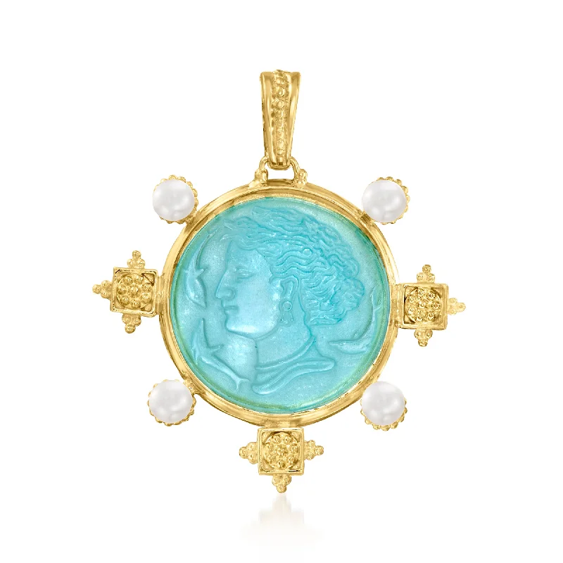Shop Dazzling Jewelry At The Best Prices Discover Now Ross-Simons Italian Tagliamonte Blue Venetian Glass Pendant With 5-6mm Cultured Pearls in 18kt Gold Over Sterling Shop Dazzling Jewelry At The Best Prices Discover Now Ross-Simons Italian Tagliamonte Blue Venetian Glass Pendant With 5-6mm Cultured Pearls in 18kt Gold Over Sterling