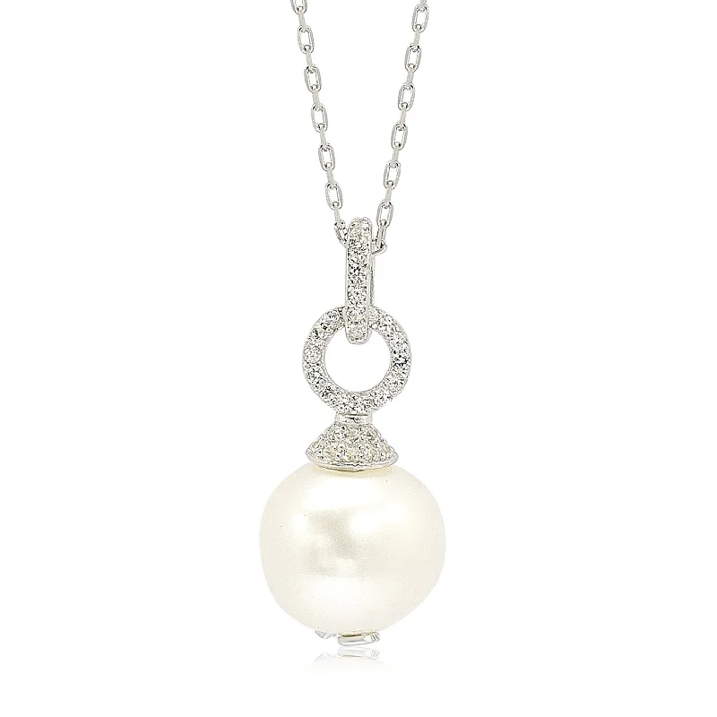 Stunning Jewelry At A Fraction Of The Price Trendy Pulse Suzy Levian Sterling Silver Pearl & White Sapphire Dangle Pendant Stunning Jewelry At A Fraction Of The Price Trendy Pulse Suzy Levian Sterling Silver Pearl & White Sapphire Dangle Pendant