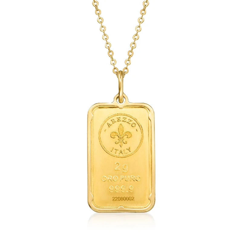 Discounted Luxury Jewelry – Shine Without The Splurge Fall Sale, Prices Drop Ross-Simons Italian 24kt Yellow Gold 2-Gram Ingot Pendant Necklace With 14kt Yellow Gold Frame Discounted Luxury Jewelry – Shine Without The Splurge Fall Sale, Prices Drop Ross-Simons Italian 24kt Yellow Gold 2-Gram Ingot Pendant Necklace With 14kt Yellow Gold Frame