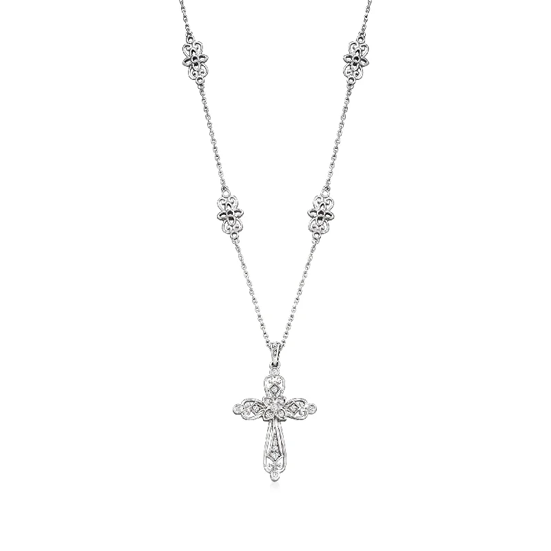 Celebrate Every Occasion With Sparkling Savings Discover Promotions Ross-Simons Diamond Openwork Cross Pendant Necklace in Sterling Silver Celebrate Every Occasion With Sparkling Savings Discover Promotions Ross-Simons Diamond Openwork Cross Pendant Necklace in Sterling Silver