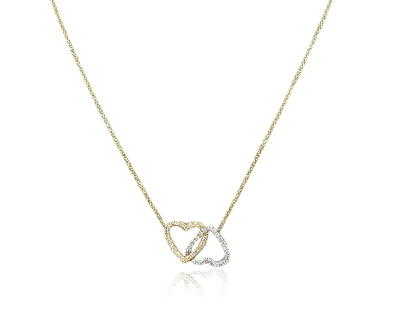 Delicate Crystal Jewelry For Sophisticated Charm Limited Time 14 kt two tone gold diamond pendant with two interlocking hearts design adorned with 0.35 cts tw diamonds Delicate Crystal Jewelry For Sophisticated Charm Limited Time 14 kt two tone gold diamond pendant with two interlocking hearts design adorned with 0.35 cts tw diamonds