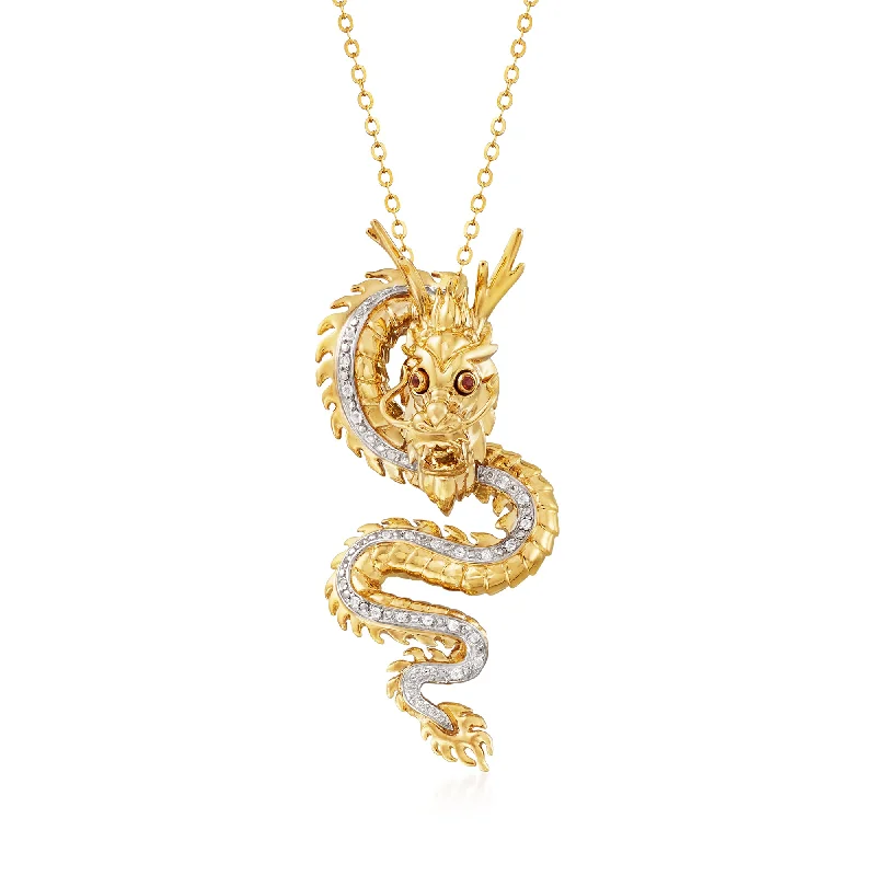 Affordable Elegance – Special Jewelry Sale Now Live Exclusive Designer Style Deals Ross-Simons White Topaz Dragon Pendant Necklace With Garnet Accents in 18kt Gold Over Sterling Affordable Elegance – Special Jewelry Sale Now Live Exclusive Designer Style Deals Ross-Simons White Topaz Dragon Pendant Necklace With Garnet Accents in 18kt Gold Over Sterling