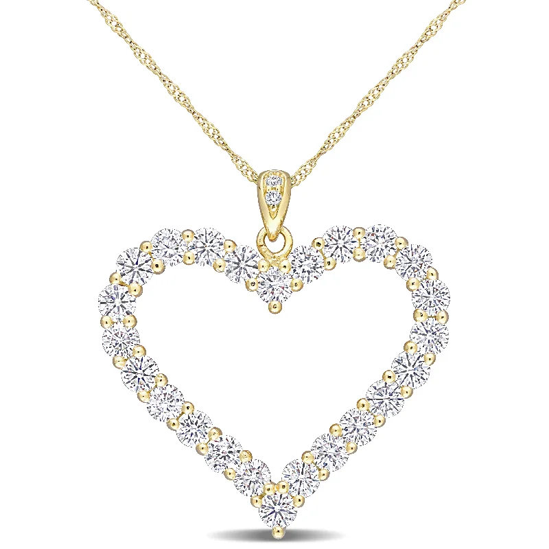 Breathtaking Jewelry, Breathtaking Prices Cool Prices 2 2/5 CT DEW Created Moissanite Heart Pendant with Chain in Yellow Plated Sterling Silver Breathtaking Jewelry, Breathtaking Prices Cool Prices 2 2/5 CT DEW Created Moissanite Heart Pendant with Chain in Yellow Plated Sterling Silver