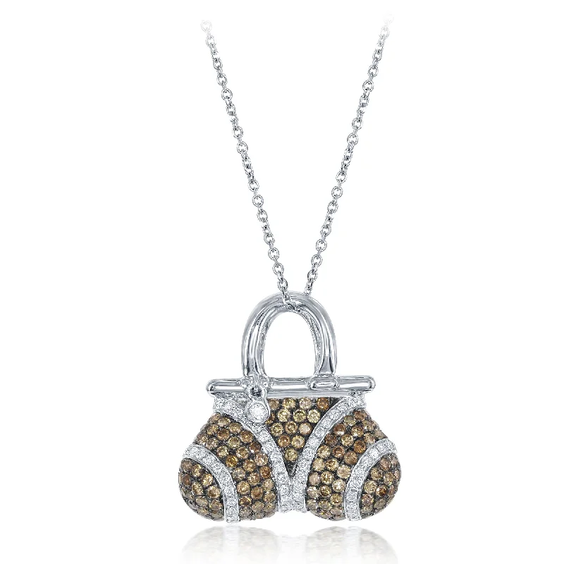 Versatile Layering Jewelry For Effortless Chic Low Price Special 18 kt white gold diamond pendant with purse shaped design featuring 1.60 CTS TW Versatile Layering Jewelry For Effortless Chic Low Price Special 18 kt white gold diamond pendant with purse shaped design featuring 1.60 CTS TW