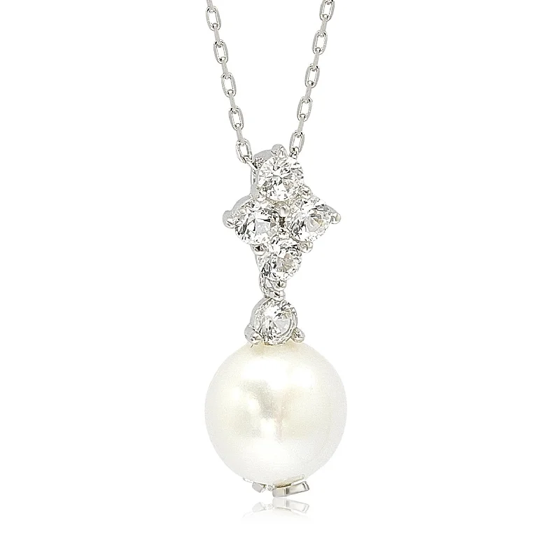 Discounted Jewelry For A Glamorous Look Comfortable Chic Suzy Levian Sterling Silver Pearl & White Sapphire Cluster Pendant Discounted Jewelry For A Glamorous Look Comfortable Chic Suzy Levian Sterling Silver Pearl & White Sapphire Cluster Pendant