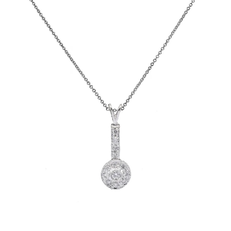 Dazzle In Elegance With Our Biggest Jewelry Sale Contemporary Chic Promotions 14 kt white gold, 16.50" diamond pendant with halo design adorned with 0.50 cts tw round diamonds Dazzle In Elegance With Our Biggest Jewelry Sale Contemporary Chic Promotions 14 kt white gold, 16.50" diamond pendant with halo design adorned with 0.50 cts tw round diamonds