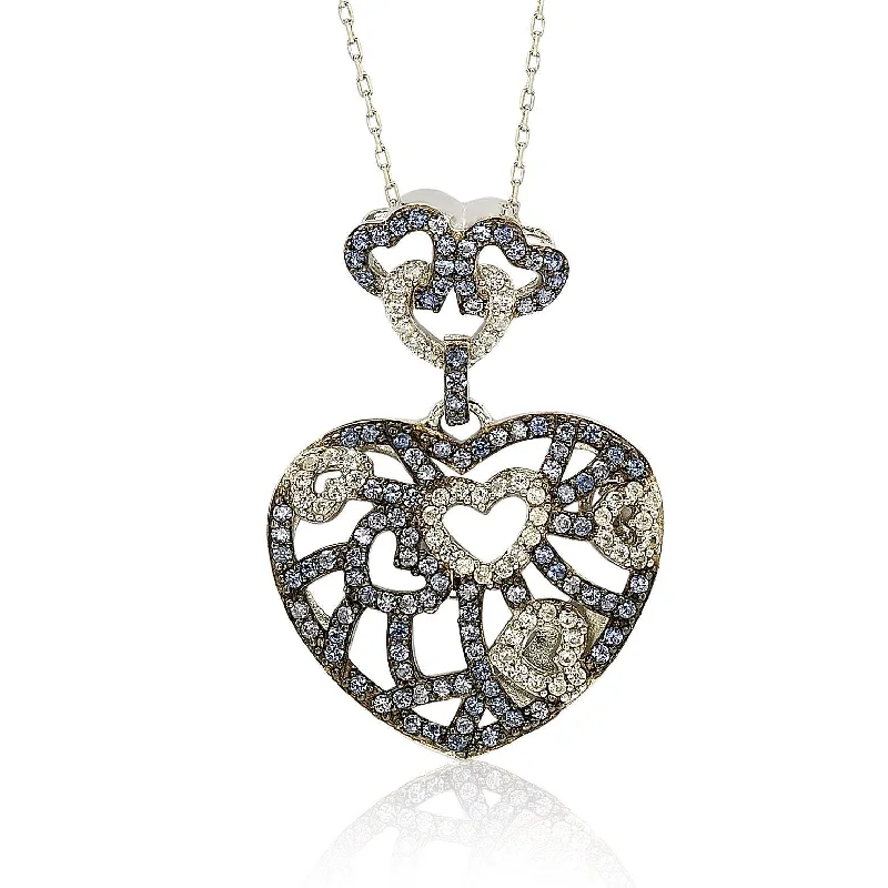 Shop Stylish Jewelry Now And Save Big The Latest Trends Suzy Levian Sterling Silver Blue & White Sapphire & Brown Diamond Accent Clustered Heart Pendant Shop Stylish Jewelry Now And Save Big The Latest Trends Suzy Levian Sterling Silver Blue & White Sapphire & Brown Diamond Accent Clustered Heart Pendant