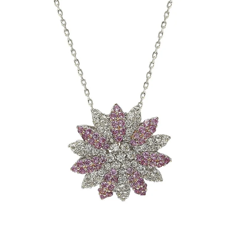 Your Perfect Accessory Now At The Best Price Chic Style Discounts Suzy Levian Pink Sapphire and Diamond Accent in Sterling Silver Petite Flower Pendant Your Perfect Accessory Now At The Best Price Chic Style Discounts Suzy Levian Pink Sapphire and Diamond Accent in Sterling Silver Petite Flower Pendant