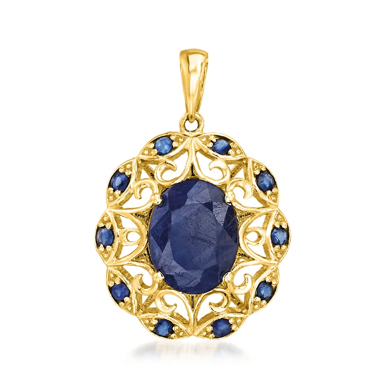 Discounted Jewelry For A Glamorous Look Style Redefined Ross-Simons Sapphire Scrolled Pendant in 14kt Yellow Gold Discounted Jewelry For A Glamorous Look Style Redefined Ross-Simons Sapphire Scrolled Pendant in 14kt Yellow Gold