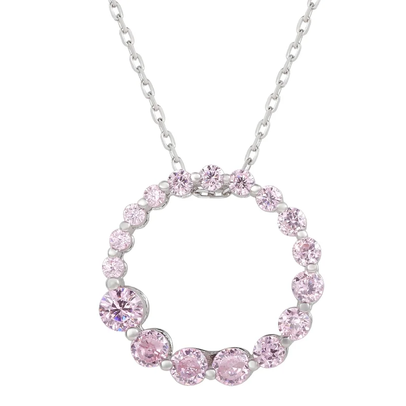 Celebrate Every Occasion With Sparkling Savings Fashion Sale Suzy Levian Sterling Silver Pink Cubic Zirconia Circle Journey Necklace Celebrate Every Occasion With Sparkling Savings Fashion Sale Suzy Levian Sterling Silver Pink Cubic Zirconia Circle Journey Necklace