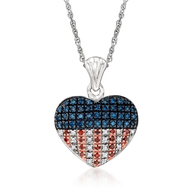 Elegant Jewelry, Exclusive Prices – Shop Now Effortless Style, Endless Impact Ross-Simons Red, White and Blue Diamond American Flag Heart Pendant Necklace in Sterling Silver Elegant Jewelry, Exclusive Prices – Shop Now Effortless Style, Endless Impact Ross-Simons Red, White and Blue Diamond American Flag Heart Pendant Necklace in Sterling Silver