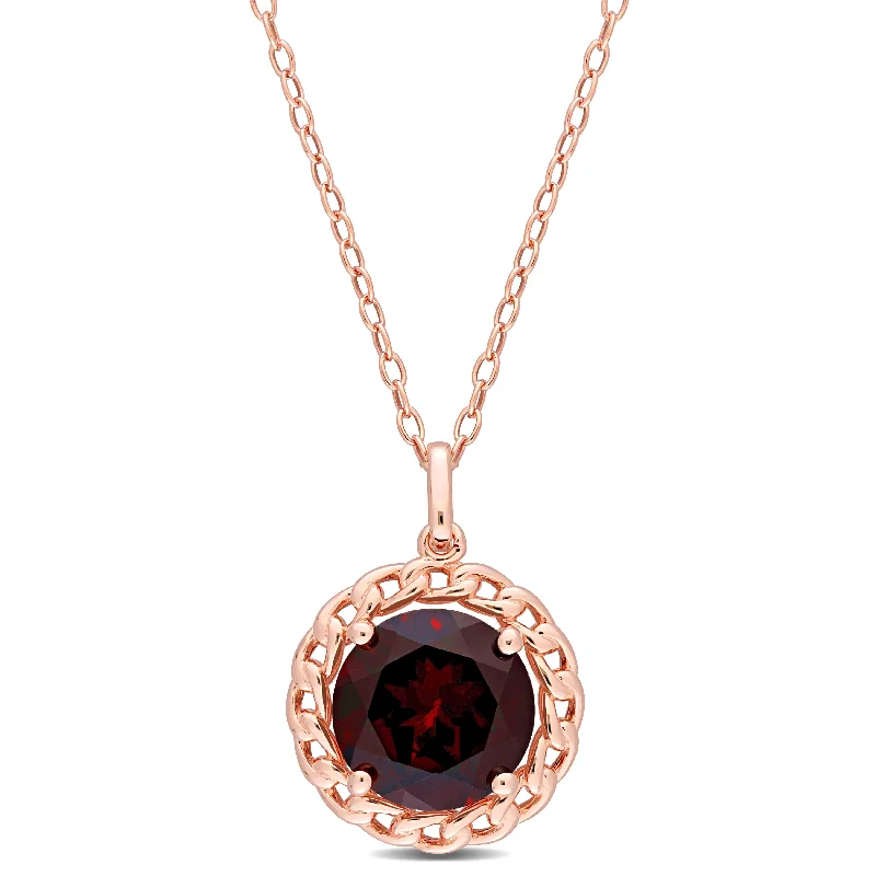 Don't Miss Out On Jaw-Dropping Jewelry Discounts Sophisticated Fashion 3 CT TGW Garnet Halo Pendant with Chain in Rose Plated Sterling Silver Don't Miss Out On Jaw-Dropping Jewelry Discounts Sophisticated Fashion 3 CT TGW Garnet Halo Pendant with Chain in Rose Plated Sterling Silver