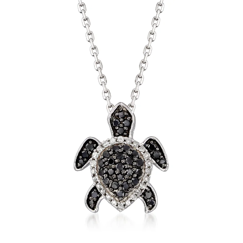Shop Dazzling Jewelry At The Best Prices Chic And Edgy Ross-Simons Black and White Diamond Turtle Pendant Necklace in Sterling Silver Shop Dazzling Jewelry At The Best Prices Chic And Edgy Ross-Simons Black and White Diamond Turtle Pendant Necklace in Sterling Silver