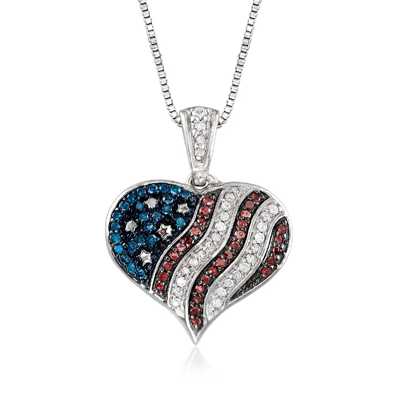 Your Perfect Accessory Now At The Best Price Classic Modern Offers Ross-Simons Multicolored Diamond American Flag Heart Pendant Necklace in Sterling Silver Your Perfect Accessory Now At The Best Price Classic Modern Offers Ross-Simons Multicolored Diamond American Flag Heart Pendant Necklace in Sterling Silver