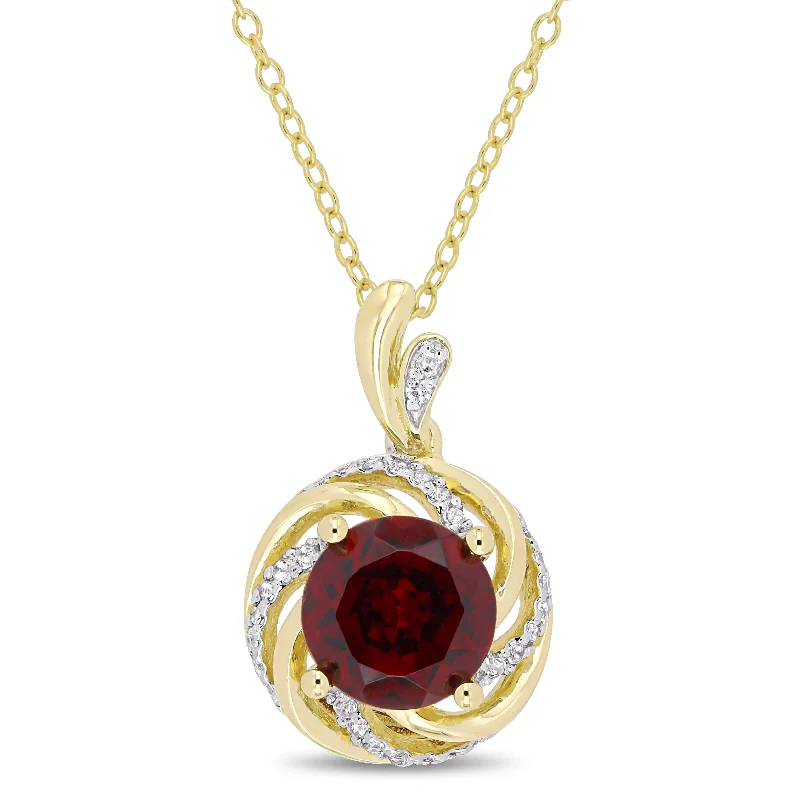 Big Discounts On Elegant Jewelry Collections Luxury Fashion 2 1/7 CT TGW Garnet White Topaz and Diamond Swirl Pendant with Chain in Yellow Plated Sterling Silver Big Discounts On Elegant Jewelry Collections Luxury Fashion 2 1/7 CT TGW Garnet White Topaz and Diamond Swirl Pendant with Chain in Yellow Plated Sterling Silver