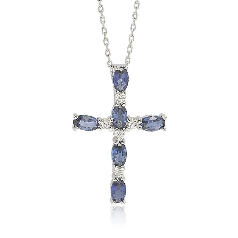 Shop Dazzling Jewelry At The Best Prices Crazy Discounts, Hurry Up Suzy Levian Sterling Silver Sapphire and Diamond Accent Cross Pendant Shop Dazzling Jewelry At The Best Prices Crazy Discounts, Hurry Up Suzy Levian Sterling Silver Sapphire and Diamond Accent Cross Pendant
