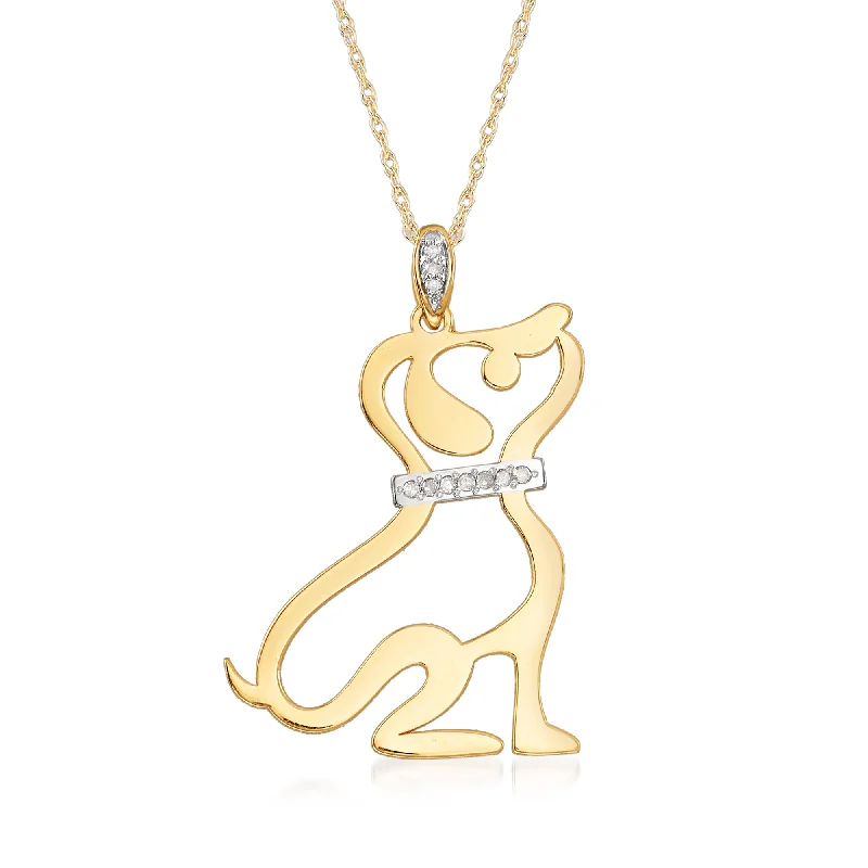 Get Ready To Sparkle – Special Jewelry Discounts Edgy Fashion Deals Ross-Simons 14kt Yellow Gold Cut-Out Dog Pendant Necklace With Diamond Accents