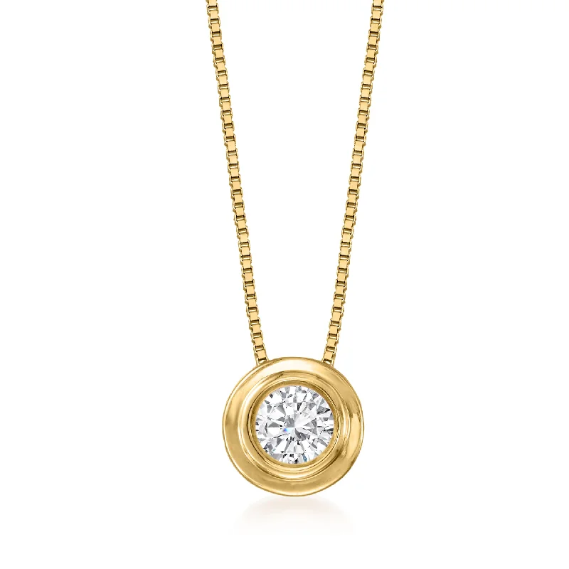 Affordable Luxury Jewelry For Every Occasion Unleash Your Fashion Ross-Simons Double Bezel-Set Diamond Solitaire Necklace in 14kt Yellow Gold Affordable Luxury Jewelry For Every Occasion Unleash Your Fashion Ross-Simons Double Bezel-Set Diamond Solitaire Necklace in 14kt Yellow Gold
