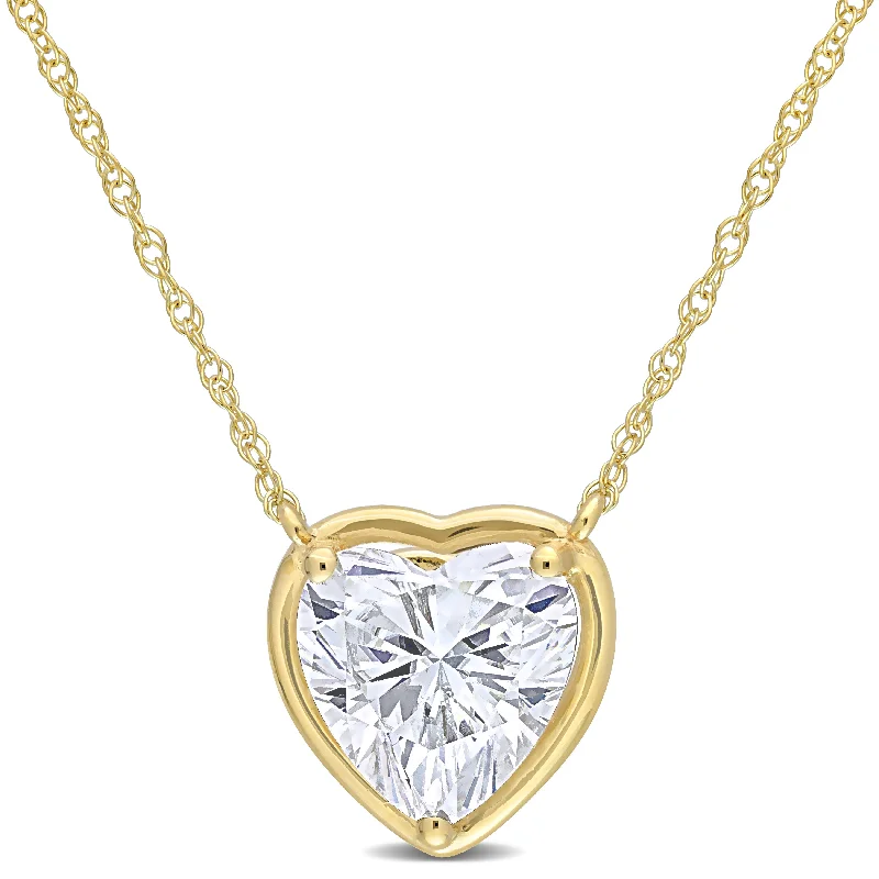 High-Quality Jewelry At A Fraction Of The Cost Limited Styles 2 CT DEW Created Moissanite Heart Pendant with Chain in 10k Yellow Gold High-Quality Jewelry At A Fraction Of The Cost Limited Styles 2 CT DEW Created Moissanite Heart Pendant with Chain in 10k Yellow Gold