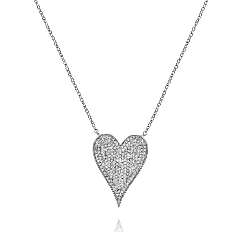 Luxury Handcrafted Jewelry For Elegant Looks Luxe Style Discounts 14 kt white gold diamond pendant with heart-shaped design adorned with 0.44 cts tw diamonds Luxury Handcrafted Jewelry For Elegant Looks Luxe Style Discounts 14 kt white gold diamond pendant with heart-shaped design adorned with 0.44 cts tw diamonds