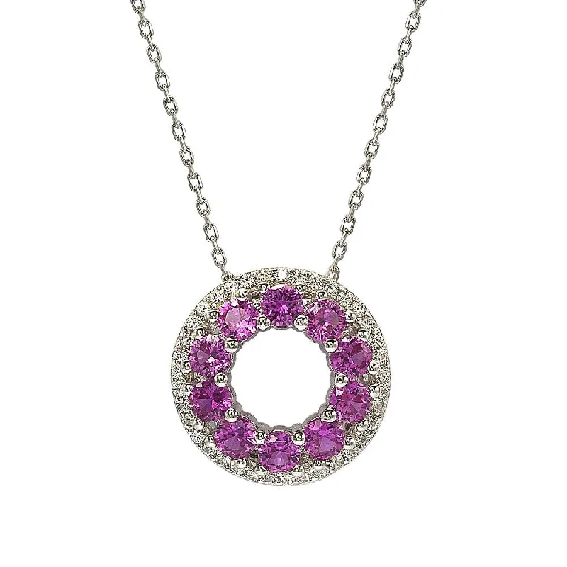 Elegant Jewelry Styles At Budget-Friendly Prices Trendy Women'S Wear Collection Suzy Levian Sterling Silver Pink and White Sapphire & Diamond Accent Double Circle Eternity Pendant Elegant Jewelry Styles At Budget-Friendly Prices Trendy Women'S Wear Collection Suzy Levian Sterling Silver Pink and White Sapphire & Diamond Accent Double Circle Eternity Pendant