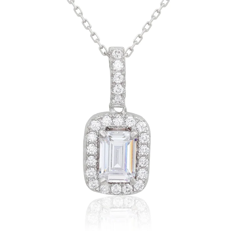 Shine Without Limits – Jewelry Sale Happening Now Elevated Casual Discounts Suzy Levian Sterling Silver Emerald Cut White Cubic Zirconia Halo Pendant Shine Without Limits – Jewelry Sale Happening Now Elevated Casual Discounts Suzy Levian Sterling Silver Emerald Cut White Cubic Zirconia Halo Pendant