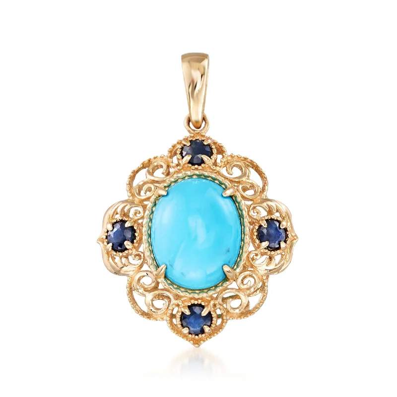Bestselling Jewelry At Special Promotional Rates Limited Time Offer Ross-Simons Sleeping Beauty Turquoise and . Sapphire Pendant in 14kt Yellow Gold Bestselling Jewelry At Special Promotional Rates Limited Time Offer Ross-Simons Sleeping Beauty Turquoise and . Sapphire Pendant in 14kt Yellow Gold