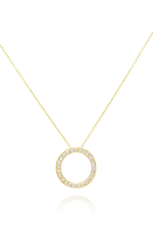 Huge Savings On Premium Jewelry Styles High-End Style Discounts 18 kt yellow gold diamond pendant with ring-shaped design adorned with 0.75 cts tw round diamonds Huge Savings On Premium Jewelry Styles High-End Style Discounts 18 kt yellow gold diamond pendant with ring-shaped design adorned with 0.75 cts tw round diamonds
