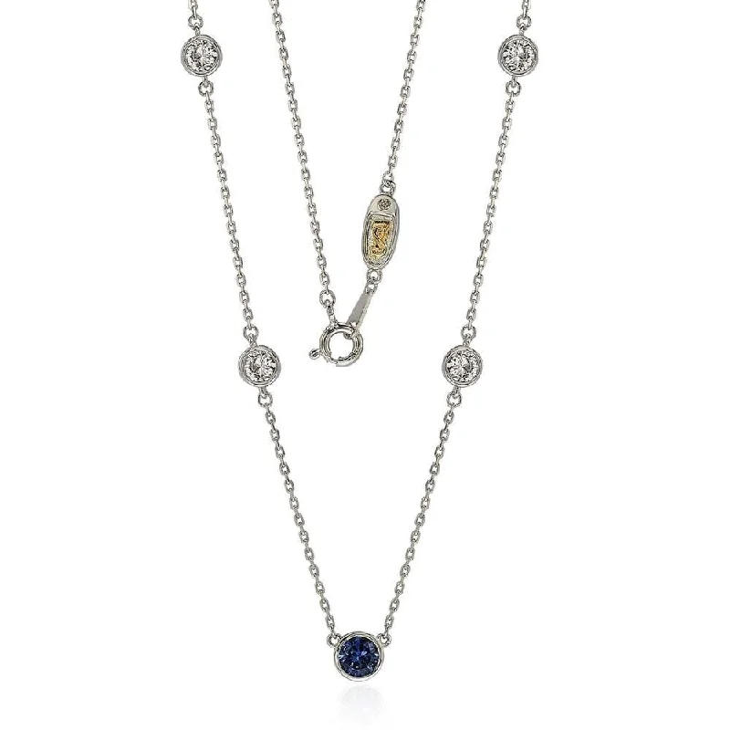Affordable Luxury Jewelry For Every Occasion Seasonal Clearance Suzy Levian Sapphire & Diamond Accent (1.50cttw) Sterling Silver 5 Stone Station Necklace Affordable Luxury Jewelry For Every Occasion Seasonal Clearance Suzy Levian Sapphire & Diamond Accent (1.50cttw) Sterling Silver 5 Stone Station Necklace