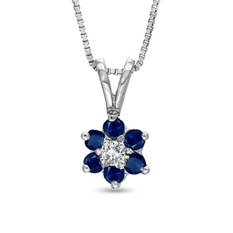 Fashion-Forward Geometric Jewelry For Contemporary Style Chic & Modern Sales 0.24ct tw Flower Cluster Diamond and Sapphireh Pendant 14k Gold Fashion-Forward Geometric Jewelry For Contemporary Style Chic & Modern Sales 0.24ct tw Flower Cluster Diamond and Sapphireh Pendant 14k Gold