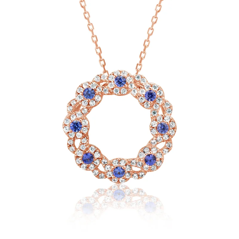 High-End Jewelry, Now More Affordable Than Ever Trend Leading Collection Suzy Levian Rose Sterling Silver Sapphire & Diamond Accent Crossing Circle Necklace High-End Jewelry, Now More Affordable Than Ever Trend Leading Collection Suzy Levian Rose Sterling Silver Sapphire & Diamond Accent Crossing Circle Necklace