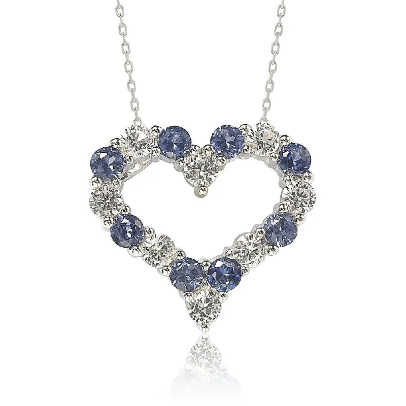 Shop Fine Jewelry With Amazing Deals Clearance Event Suzy Levian Sterling Silver Sapphire & Diamond Accent Alternating Heart Eternity Pendant Shop Fine Jewelry With Amazing Deals Clearance Event Suzy Levian Sterling Silver Sapphire & Diamond Accent Alternating Heart Eternity Pendant