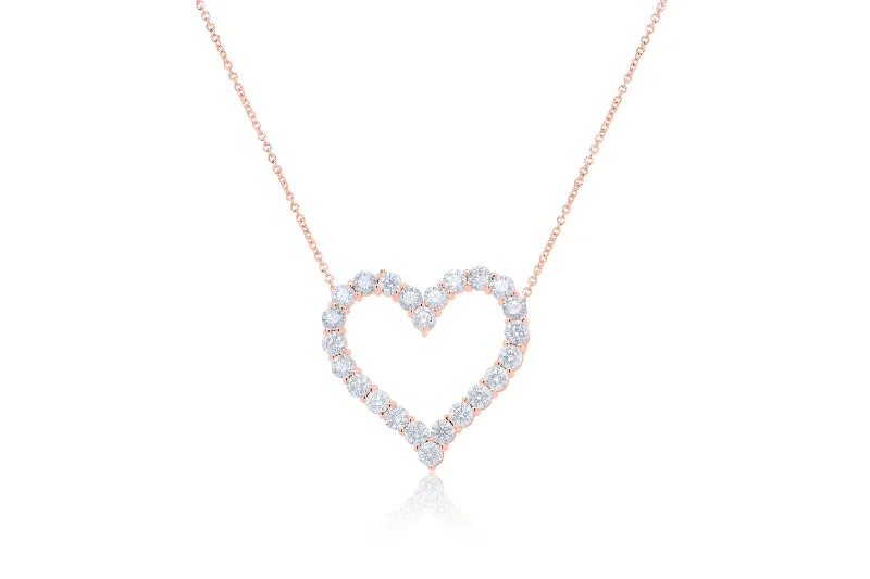 Customized Silver Jewelry For Unique Style New In This Season 18kt rose gold open heart pendant featuring 3.30 cts of round diamonds, 24 stones Customized Silver Jewelry For Unique Style New In This Season 18kt rose gold open heart pendant featuring 3.30 cts of round diamonds, 24 stones