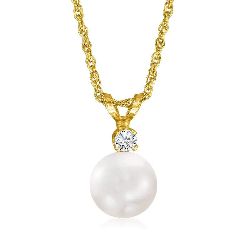 Buy More, Save More On Stunning Jewelry Designs Don't Miss Out Ross-Simons 7-7.5mm Cultured Akoya Pearl and Diamond Accent Necklace in 14kt Yellow Gold Buy More, Save More On Stunning Jewelry Designs Don't Miss Out Ross-Simons 7-7.5mm Cultured Akoya Pearl and Diamond Accent Necklace in 14kt Yellow Gold