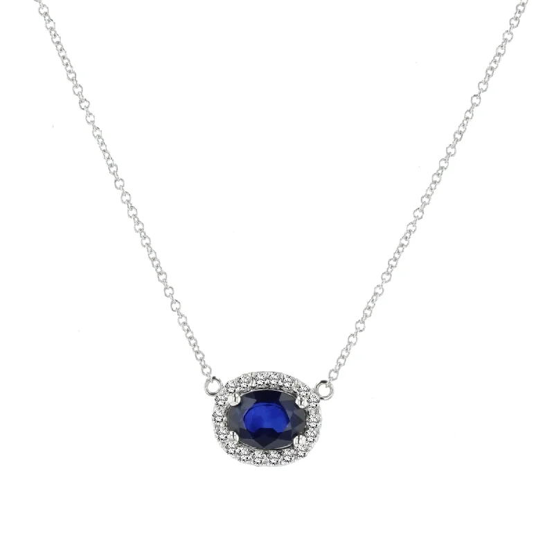 High-Quality Gemstone Jewelry For Special Occasions High-End Style Discounts 0.15ctw Diamond and Sapphire Pendant on 14k White Gold High-Quality Gemstone Jewelry For Special Occasions High-End Style Discounts 0.15ctw Diamond and Sapphire Pendant on 14k White Gold