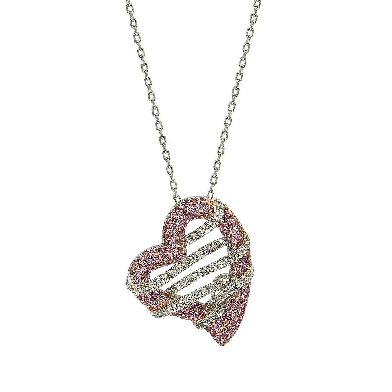 The Perfect Jewelry Piece At The Perfect Discount Seasonal Trends Suzy Levian Sterling Silver Pink Sapphire and Diamond Accent Wrapped Heart Pendant The Perfect Jewelry Piece At The Perfect Discount Seasonal Trends Suzy Levian Sterling Silver Pink Sapphire and Diamond Accent Wrapped Heart Pendant