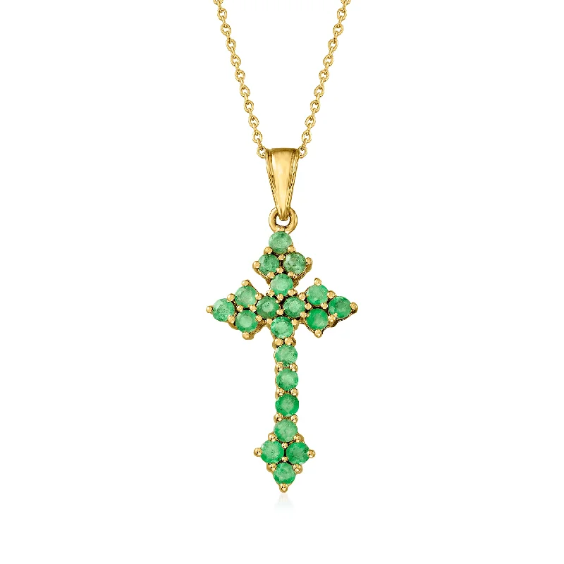 Buy More, Save More On Stunning Jewelry Pieces Romantic Fashion Discounts Ross-Simons Zambian Emerald Cross Pendant Necklace in 18kt Gold Over Sterling Buy More, Save More On Stunning Jewelry Pieces Romantic Fashion Discounts Ross-Simons Zambian Emerald Cross Pendant Necklace in 18kt Gold Over Sterling