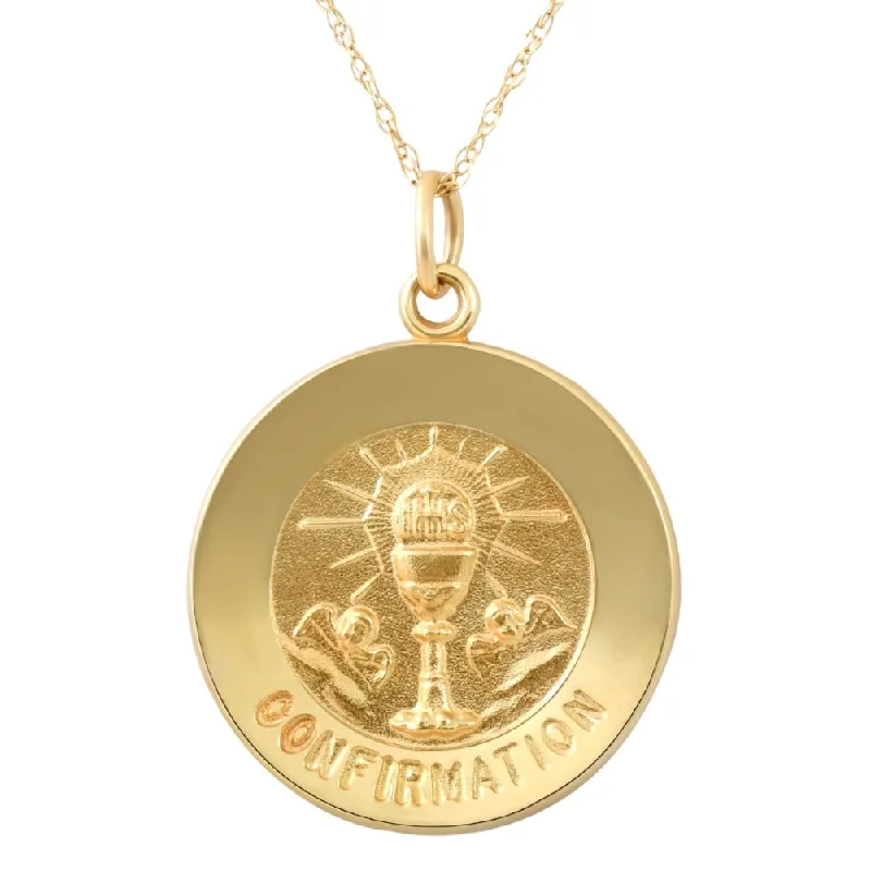Special Deals On Handcrafted And Designer Jewelry Ends Soon 14k Yellow Gold Confirmation Medal Pendant 1" Tall 2.5 Grams Special Deals On Handcrafted And Designer Jewelry Ends Soon 14k Yellow Gold Confirmation Medal Pendant 1" Tall 2.5 Grams