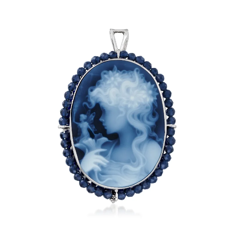 Timeless Elegance, Temporary Discounts – Act Fast Casual Chic Deals Ross-Simons Italian Black Agate Girl With Fairy Cameo Pin/Pendant With Blue Spinel in Sterling Silver Timeless Elegance, Temporary Discounts – Act Fast Casual Chic Deals Ross-Simons Italian Black Agate Girl With Fairy Cameo Pin/Pendant With Blue Spinel in Sterling Silver