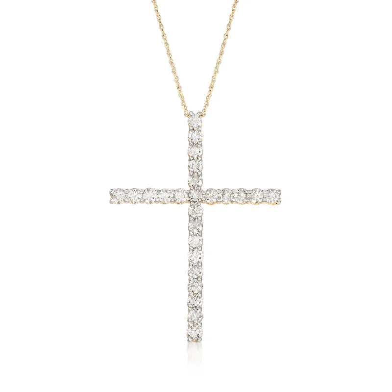 Premium Jewelry Now Available At Special Discounts Style Breakthroughs Ross-Simons Diamond Cross Pendant Necklace in 14kt Yellow Gold Premium Jewelry Now Available At Special Discounts Style Breakthroughs Ross-Simons Diamond Cross Pendant Necklace in 14kt Yellow Gold