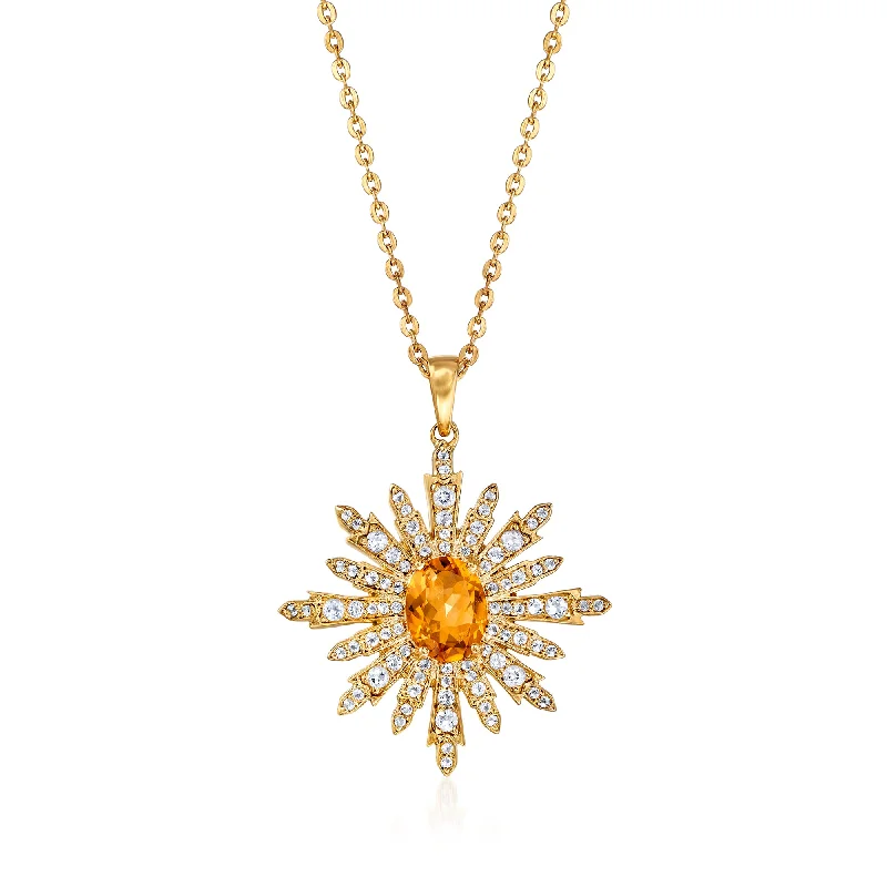 Fashion-Forward Jewelry At Incredible Prices Chic Style, Always In Vogue Ross-Simons Citrine and . White Topaz Starburst Pendant Necklace in 18kt Gold Over Sterling Fashion-Forward Jewelry At Incredible Prices Chic Style, Always In Vogue Ross-Simons Citrine and . White Topaz Starburst Pendant Necklace in 18kt Gold Over Sterling