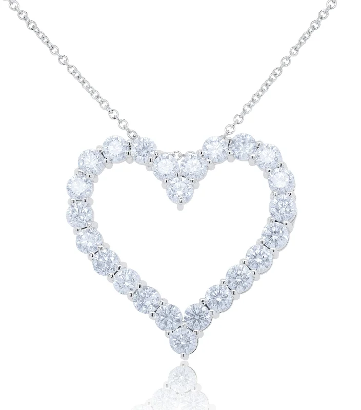 Last Chance To Shop High-End Jewelry At Markdown Prices Elevated Casual Discounts 18kt white gold open heart pendant featuring 5.85 cts of round diamonds, 24 stones Last Chance To Shop High-End Jewelry At Markdown Prices Elevated Casual Discounts 18kt white gold open heart pendant featuring 5.85 cts of round diamonds, 24 stones