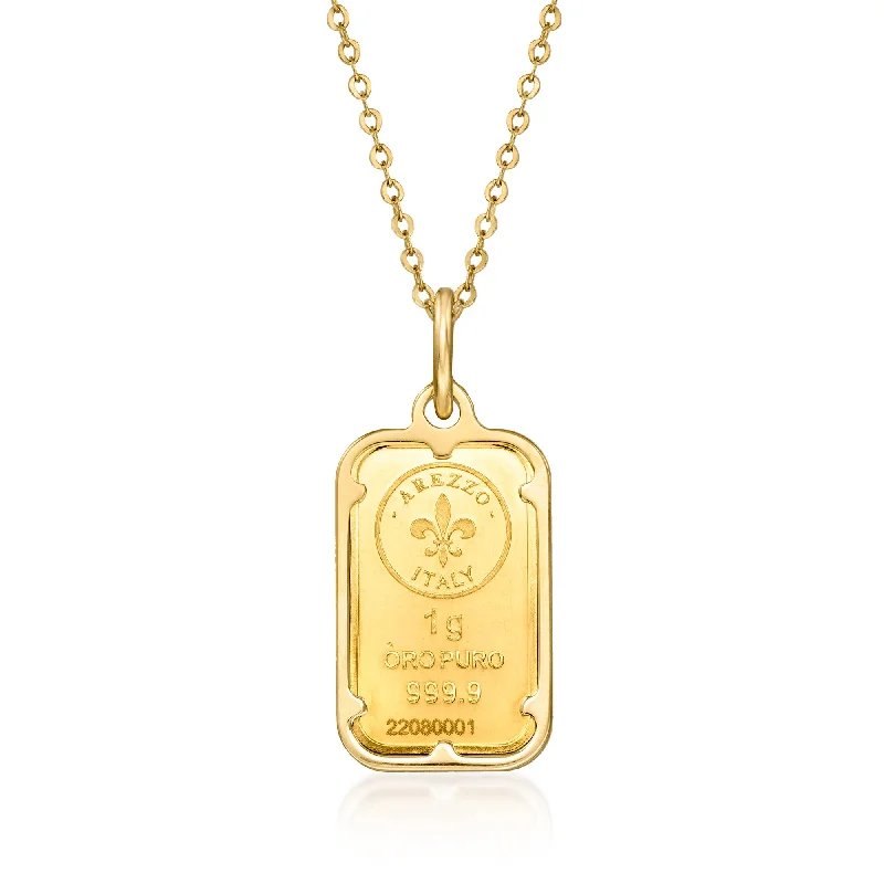 Exclusive Jewelry Markdowns – Limited-Time Offer Everyday Elegance Sale Ross-Simons Italian 24kt Yellow Gold 1-Gram Ingot Pendant Necklace With 14kt Yellow Gold Frame Exclusive Jewelry Markdowns – Limited-Time Offer Everyday Elegance Sale Ross-Simons Italian 24kt Yellow Gold 1-Gram Ingot Pendant Necklace With 14kt Yellow Gold Frame